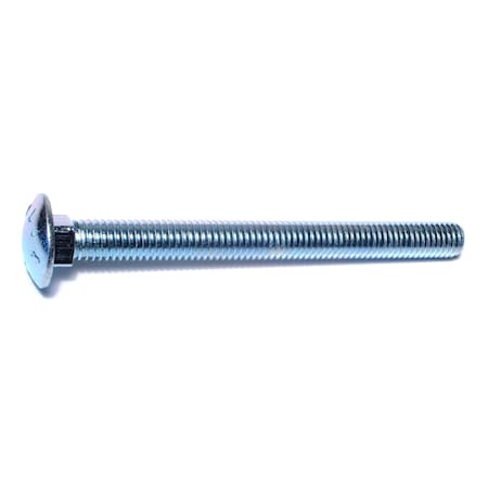 Midwest Fastener Carriage Bolt, Square Neck, 14 (Coarse), 5 in L, Steel, Zinc Plated, 25 PK 01130